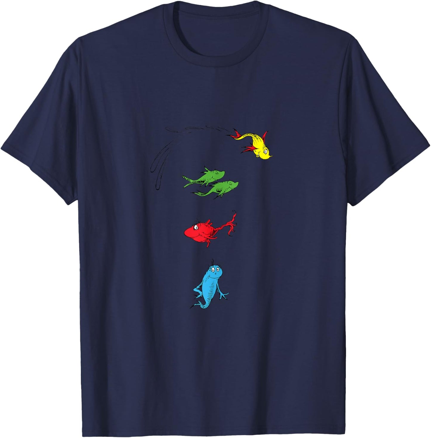 Dr. Seuss One Fish Two Fish Red Fish Blue Fish T-Shirt - T-Shirt | Navy