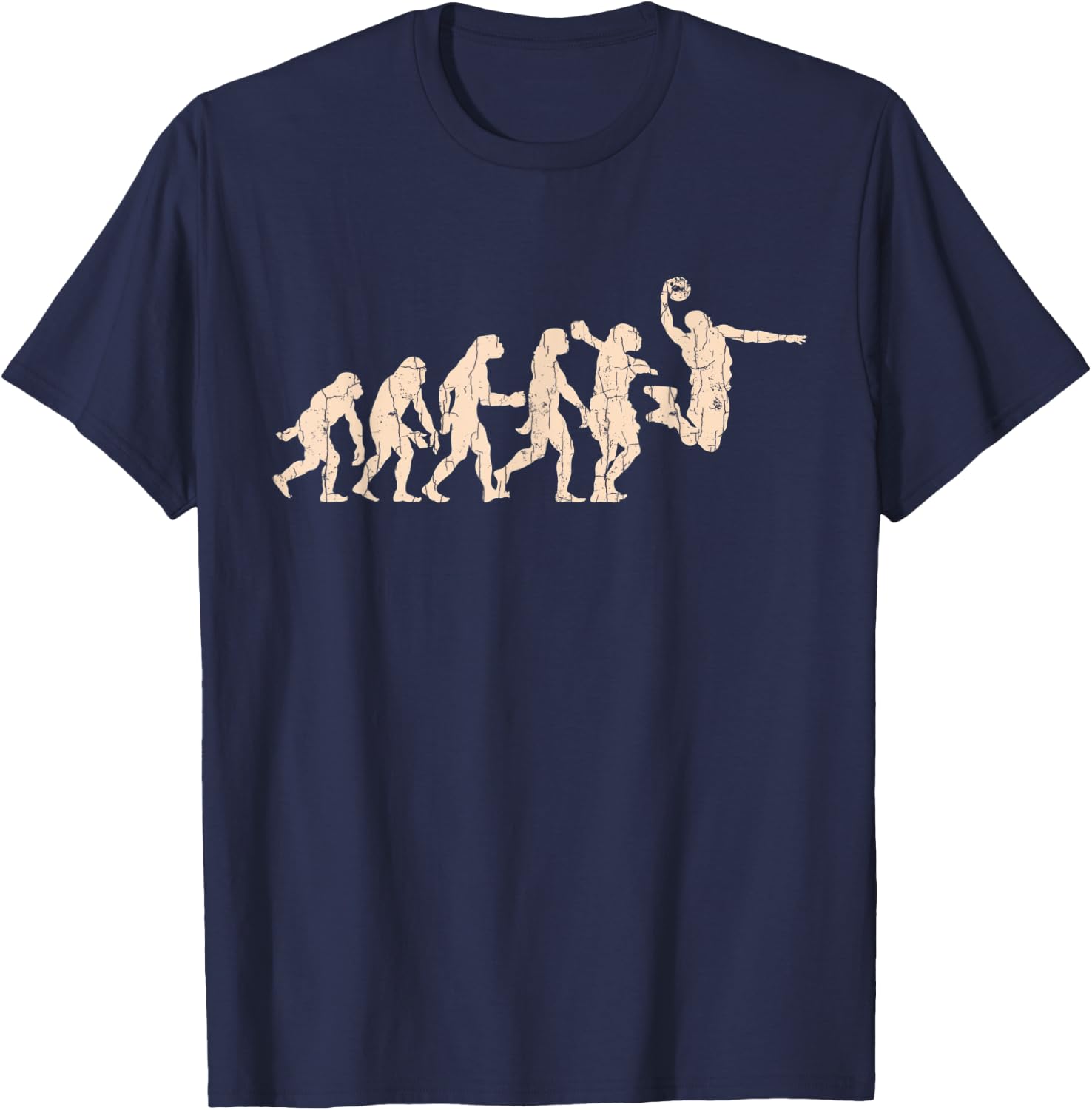 Vintage Retro Basketball-Player Evolution Gift Basketball T-Shirt - T-Shirt | Navy