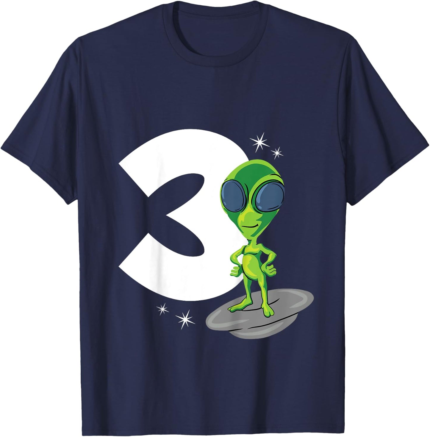 Kids 3 Years Old Boy Alien 3rd Birthday T-Shirt - T-Shirt | Navy