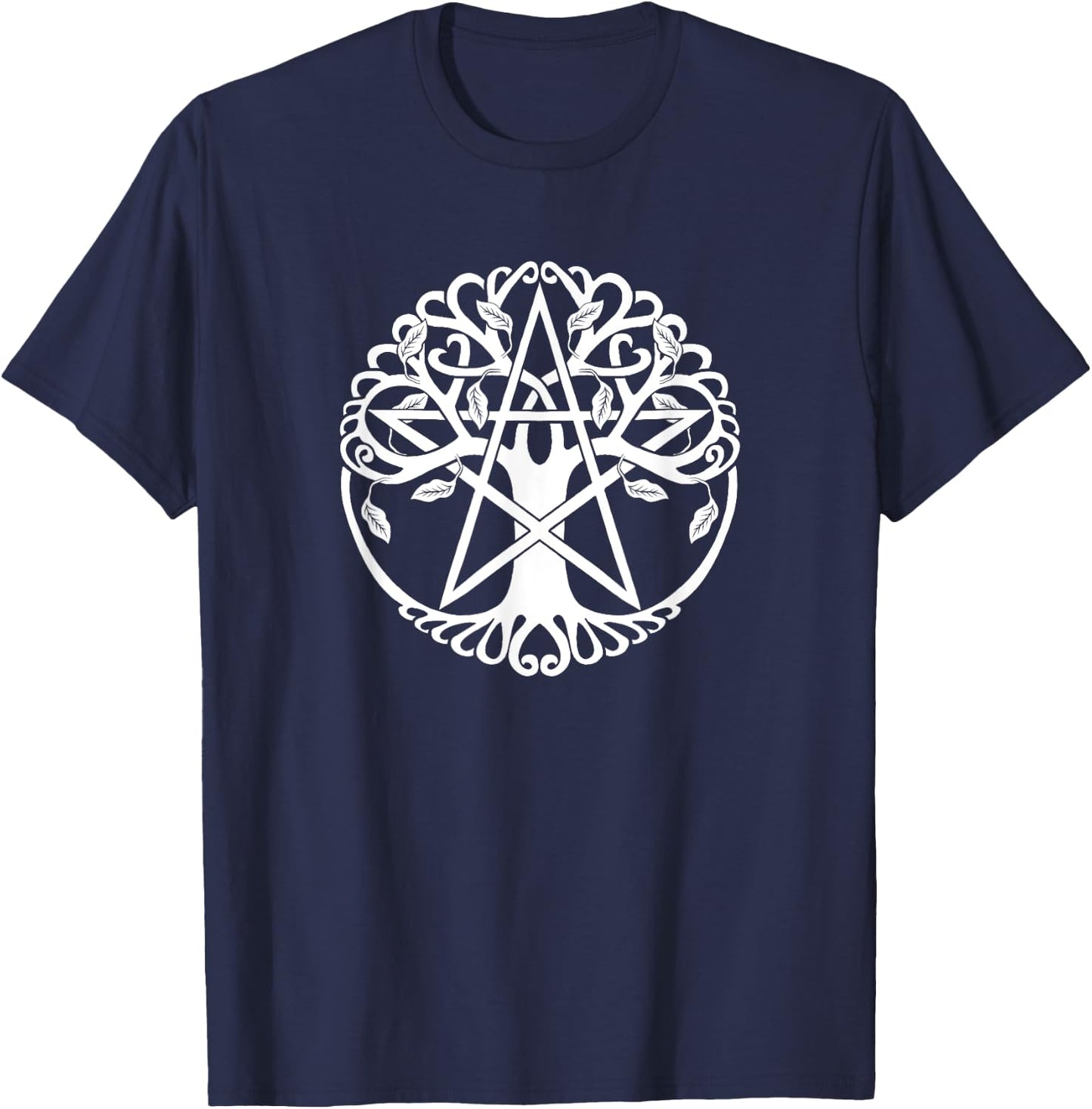 Wiccan Nature Witch Tree Pentacle T-Shirt - T-Shirt | Navy