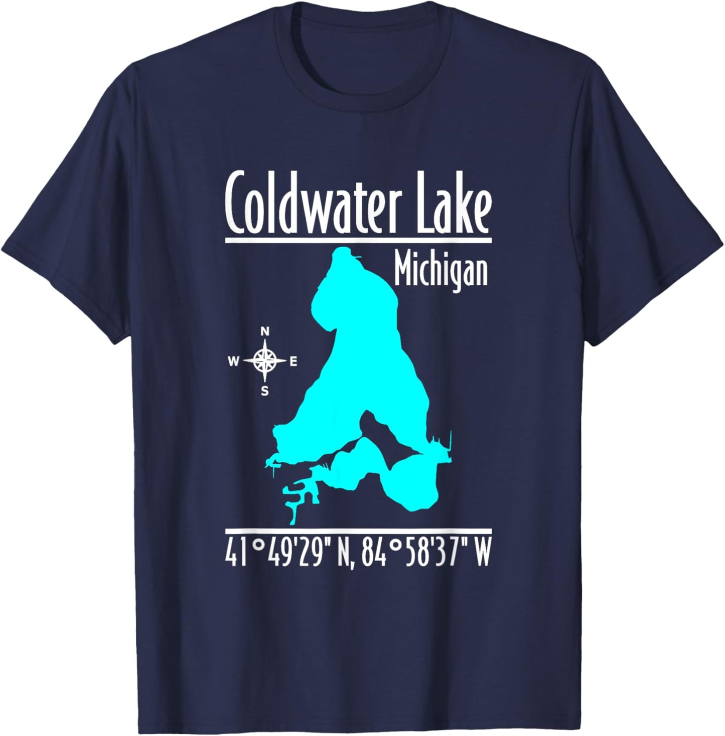 Modern Coldwater Lake - Michigan T-Shirt - T-Shirt | Navy