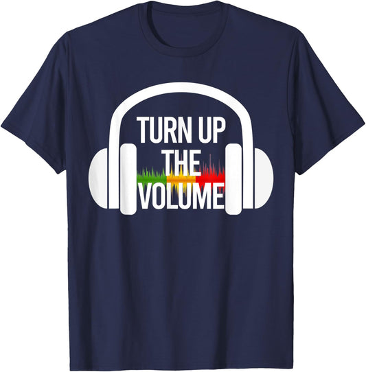 Turn Up The Volume Music Headphones T-Shirt - T-Shirt | Navy