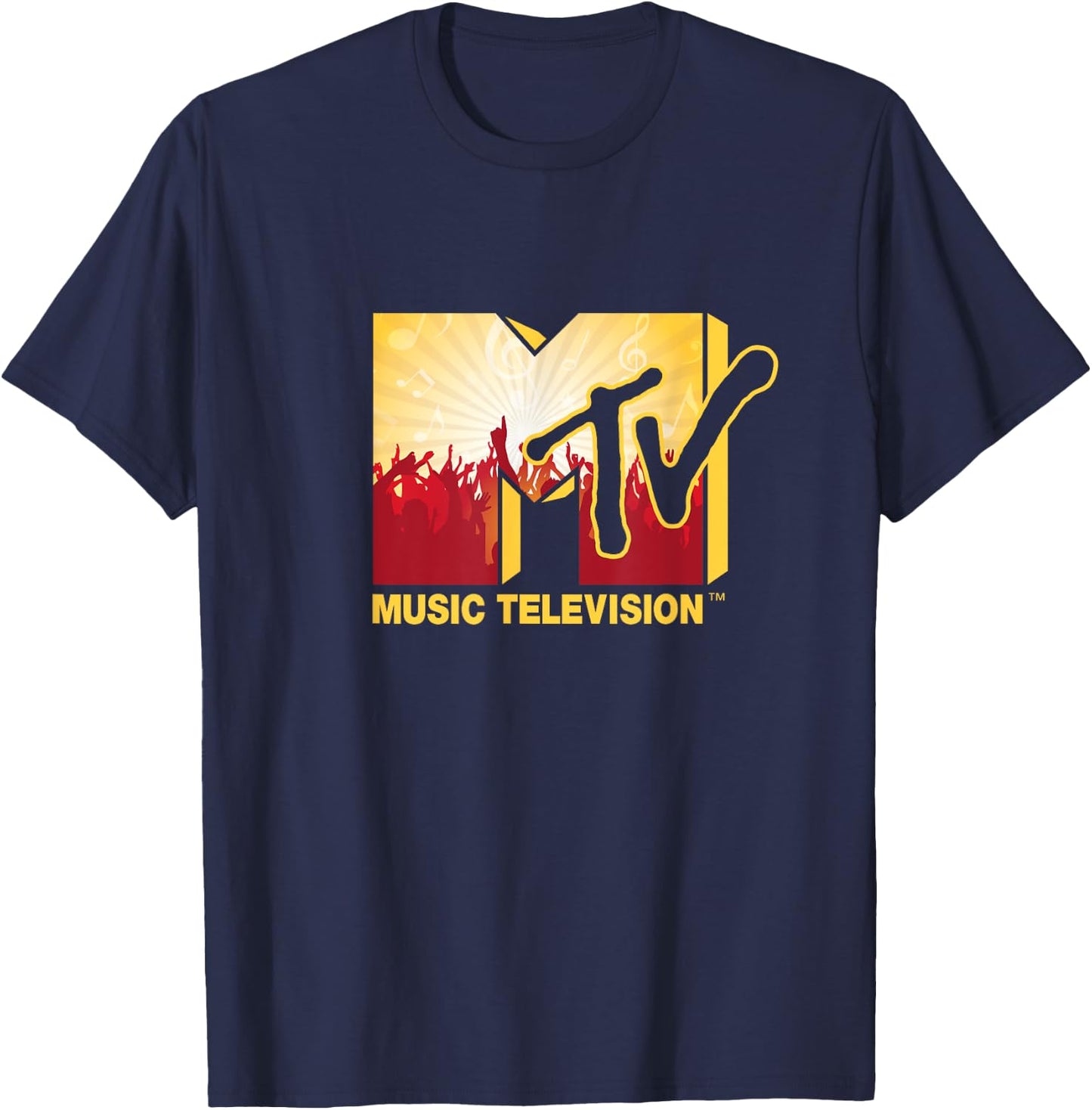 Mademark x MTV - The official MTV Logo with a cool cheering party music crowd T-Shirt - T-Shirt | Navy