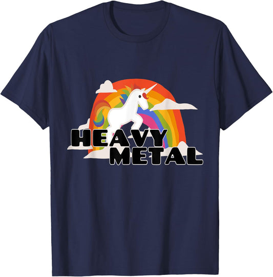 Heavy Metal Cute Unicorn T-Shirt - T-Shirt | Navy