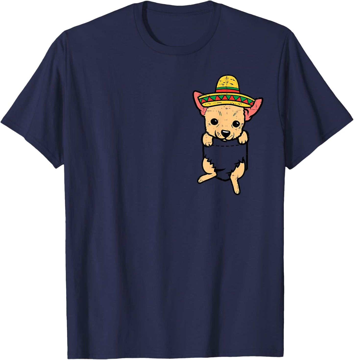 Mexican Chihuahua Feet Sombrero Cinco De Mayo Chiwawa Dog T-Shirt - T-Shirt | Navy