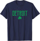 Detroit Text and Irish Shamrock Green Print T-Shirt - T-Shirt | Navy