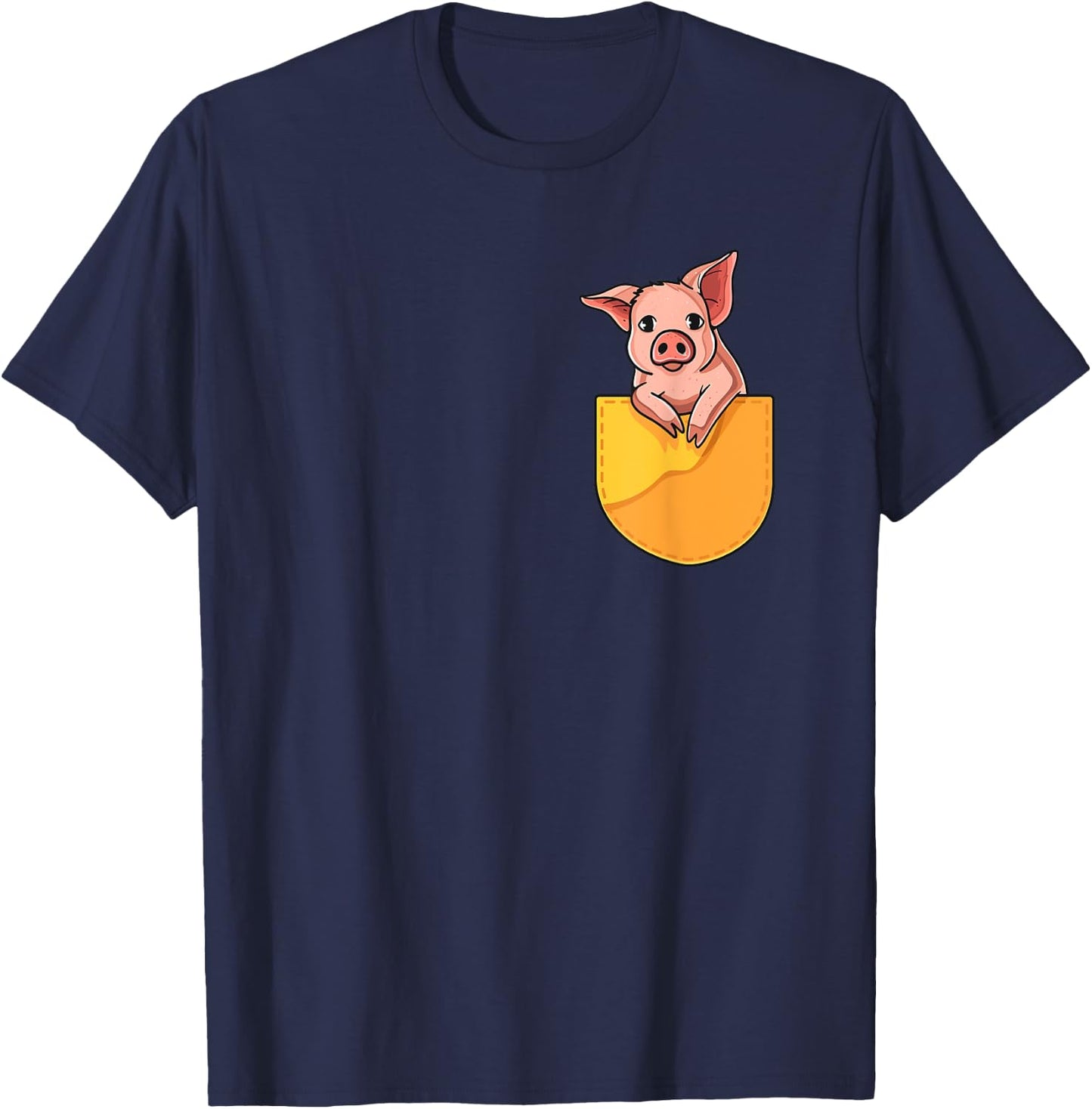 Pink Pig in Your Pocket Adorable Sassy Cute Piggy Design T-Shirt - T-Shirt | Navy