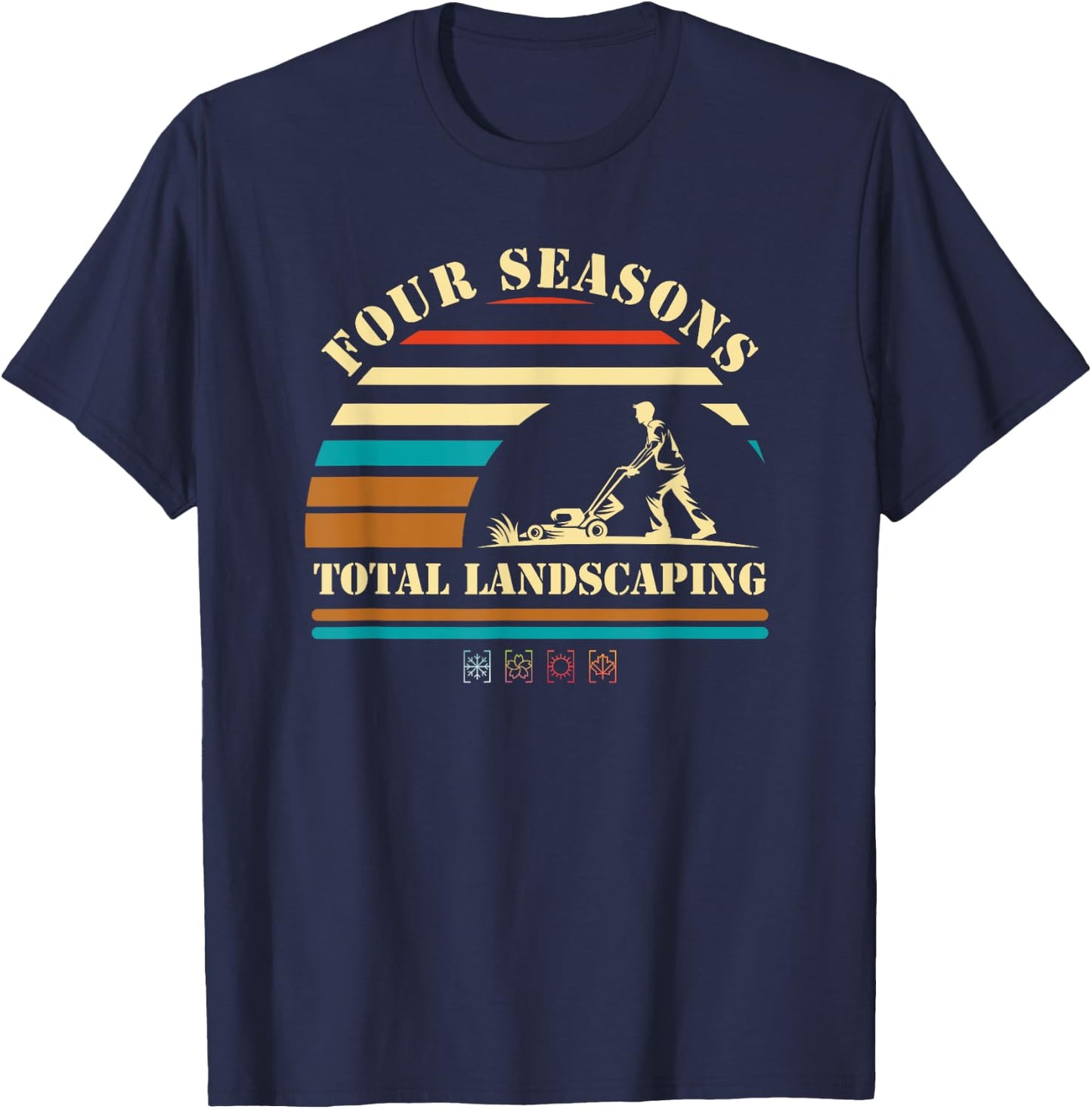Four Seasons Total Landscaping Sunset Vintage T-Shirt - T-Shirt | Navy