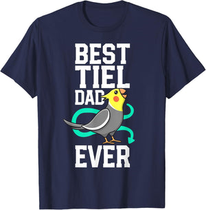 Best Tiel Dad Ever Cockatiel Lover Birb Parrot Bird Father T-Shirt - T-Shirt | Navy