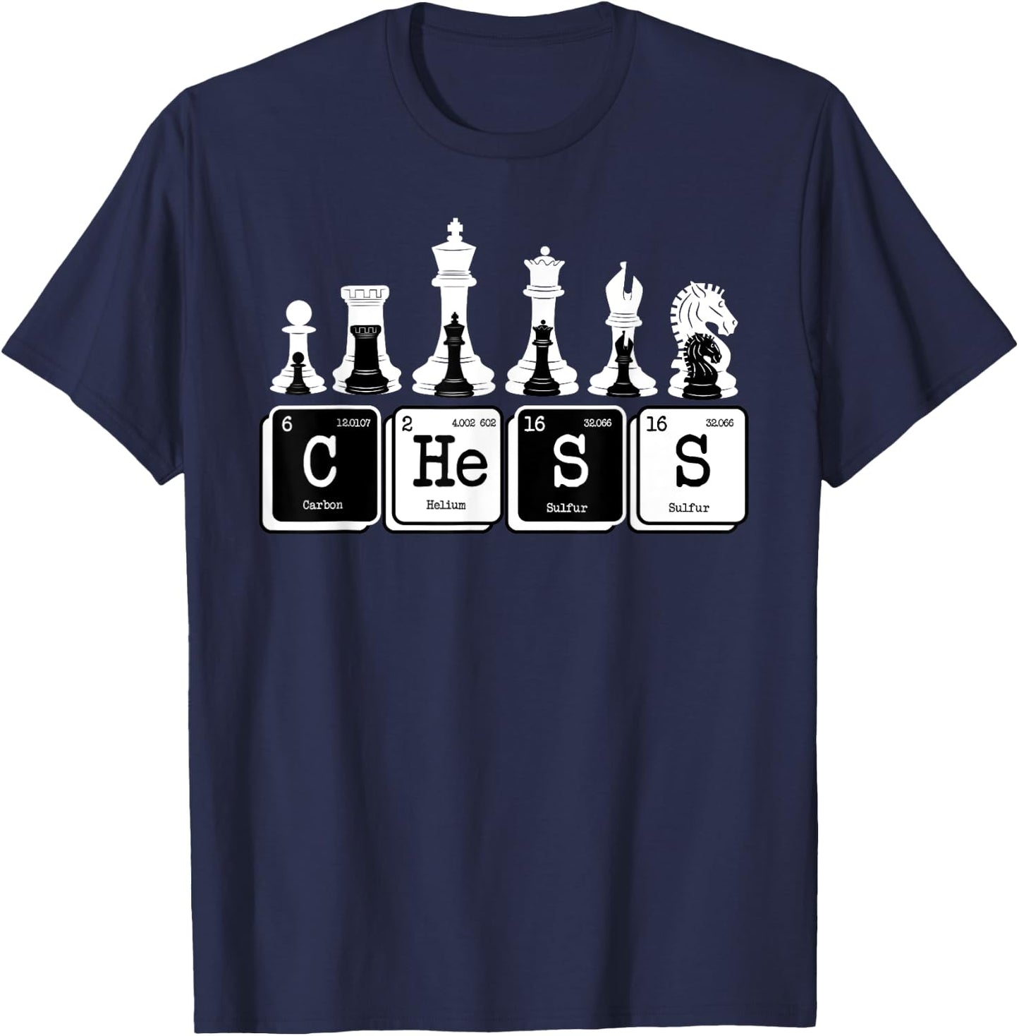 Funny Chess Set Pieces Periodic Table Board Game Player Gift Small T-Shirt - T-Shirt | Navy