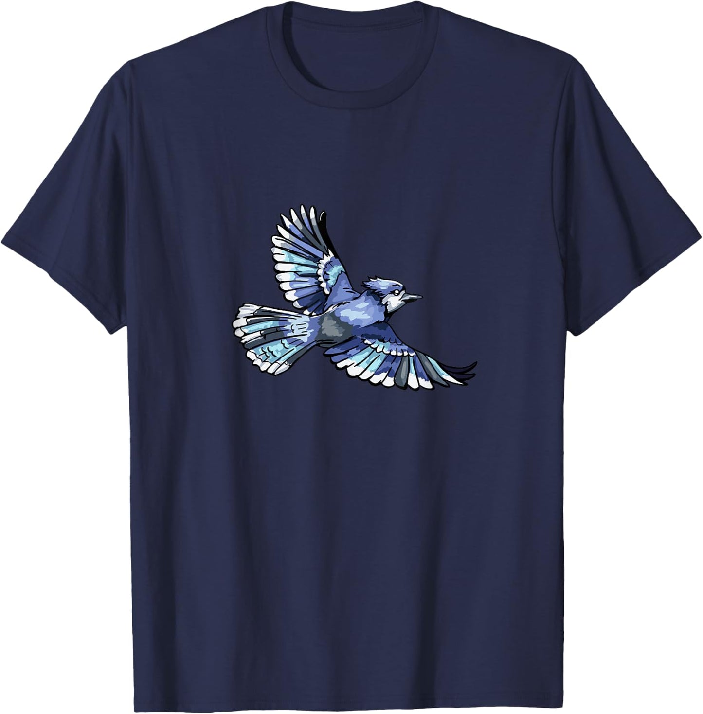 Flying Blue Jay Bird Ornithologist T-Shirt - T-Shirt | Navy