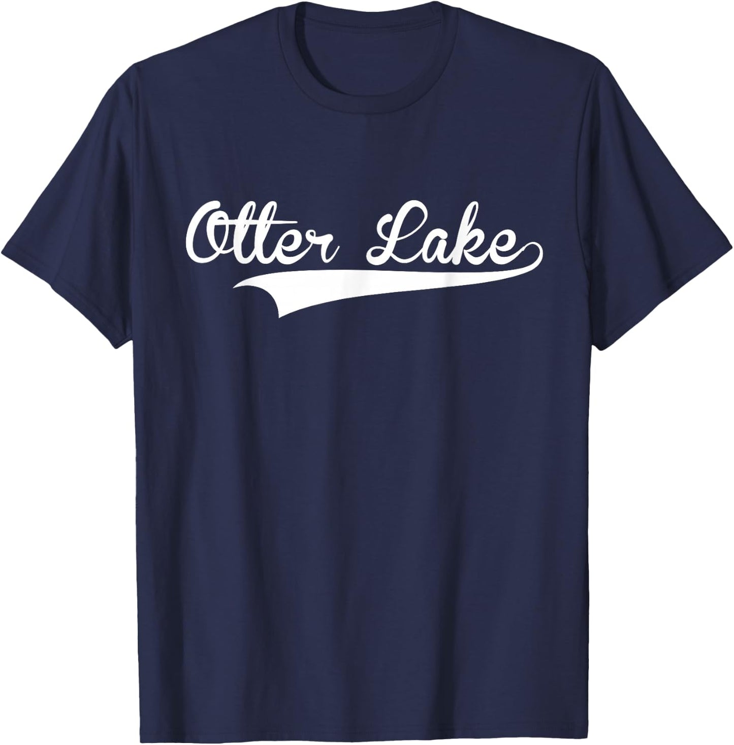 OTTER LAKE Baseball Vintage Retro Font T-Shirt - T-Shirt | Navy