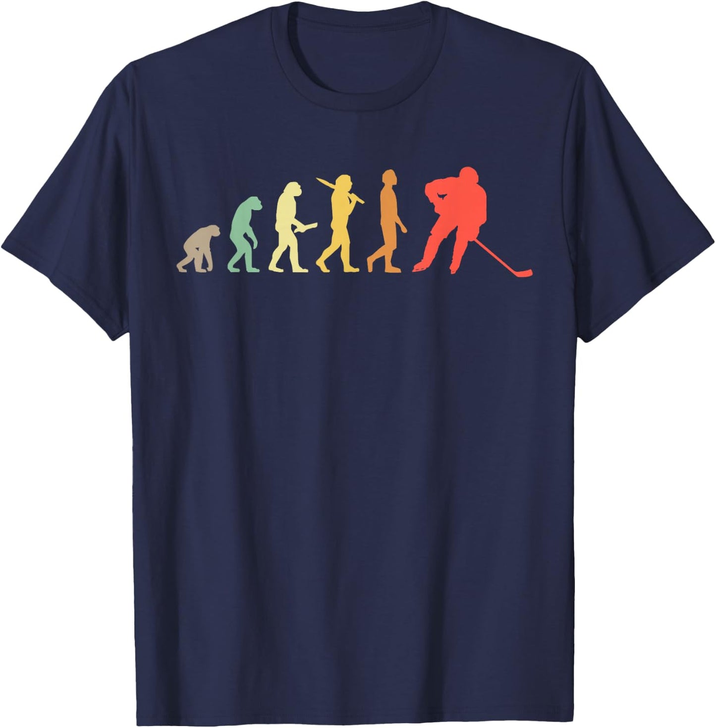 Retro Ice Hockey Evolution Gift Ice Hockey Players T-Shirt - T-Shirt | Navy