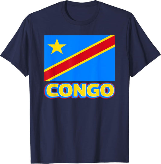 Congolese Flag Of The DRC African Men Women Kids Congo T-Shirt - T-Shirt | Navy
