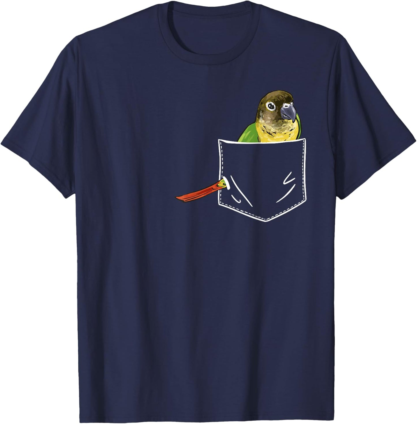 Green Cheek Conure In Pocket Parrot Bird Conure T-Shirt - T-Shirt | Navy