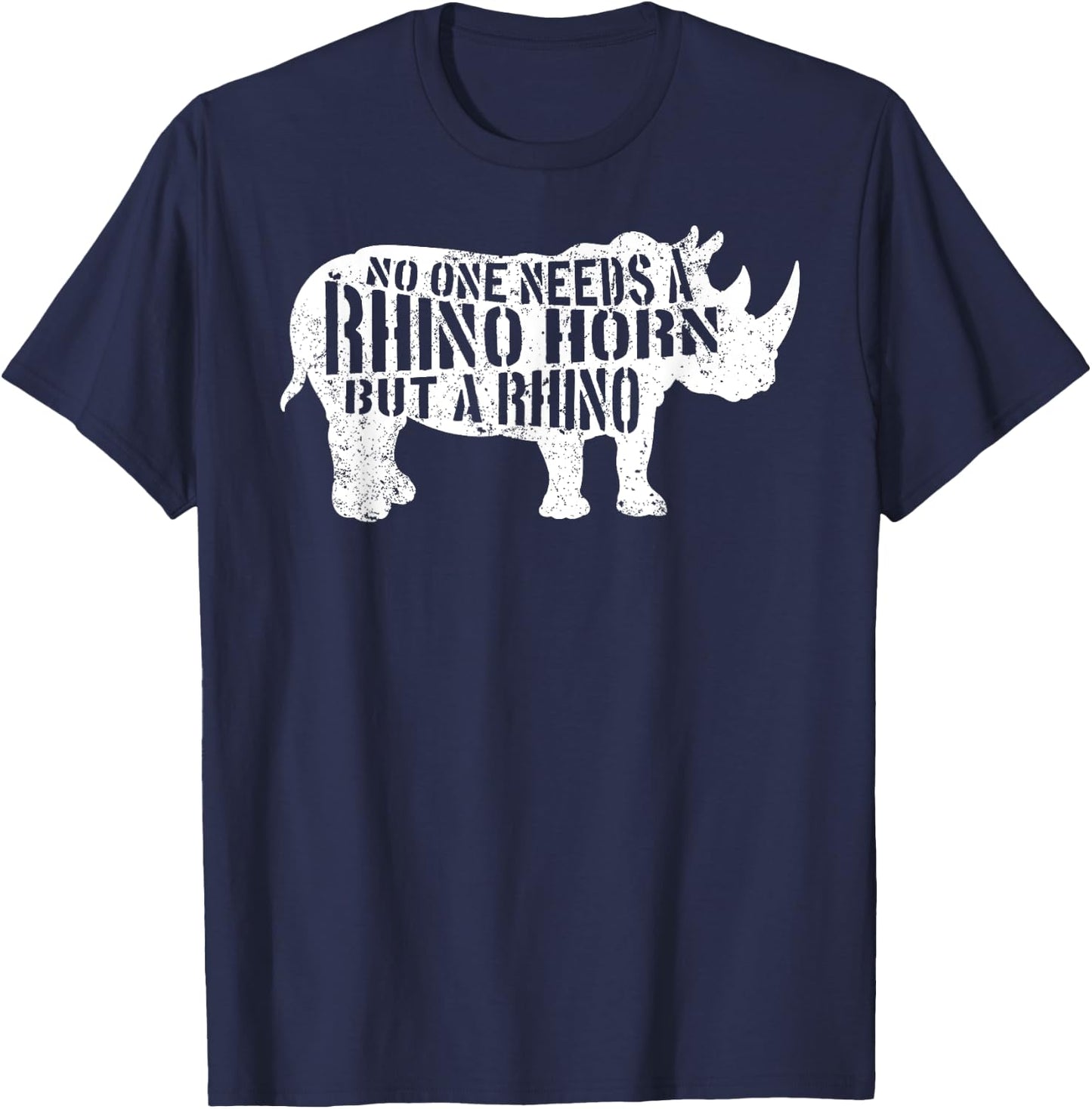 Rhino Horn Rhinoceros Animal Wildlife Lover Safari Africa T-Shirt - T-Shirt | Navy