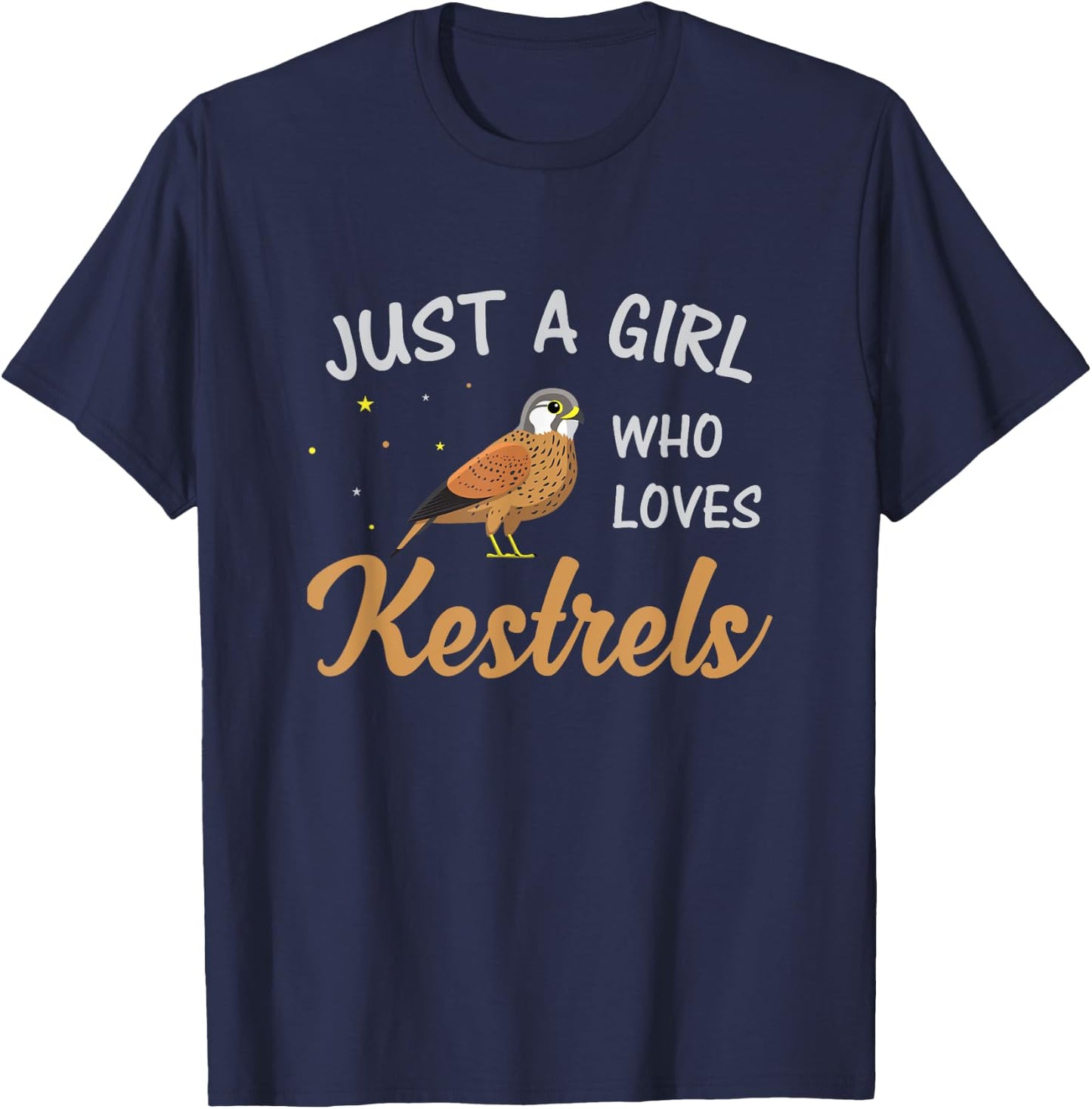Just A Girl Who Loves Kestrels Birds Birding Kestrel Lover T-Shirt - T-Shirt | Navy