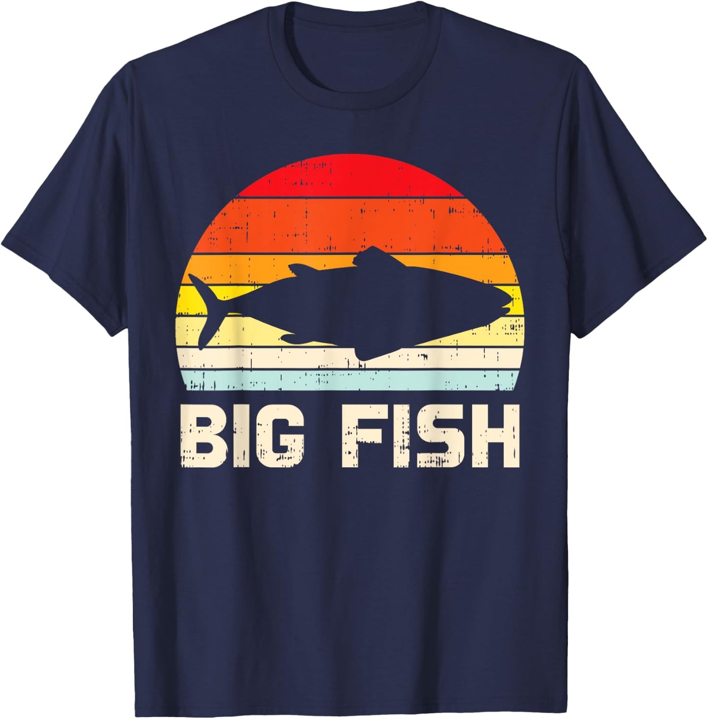 Fish Big Retro Bass Fishing Family Matching Dad Son Men Gift T-Shirt - T-Shirt | Navy