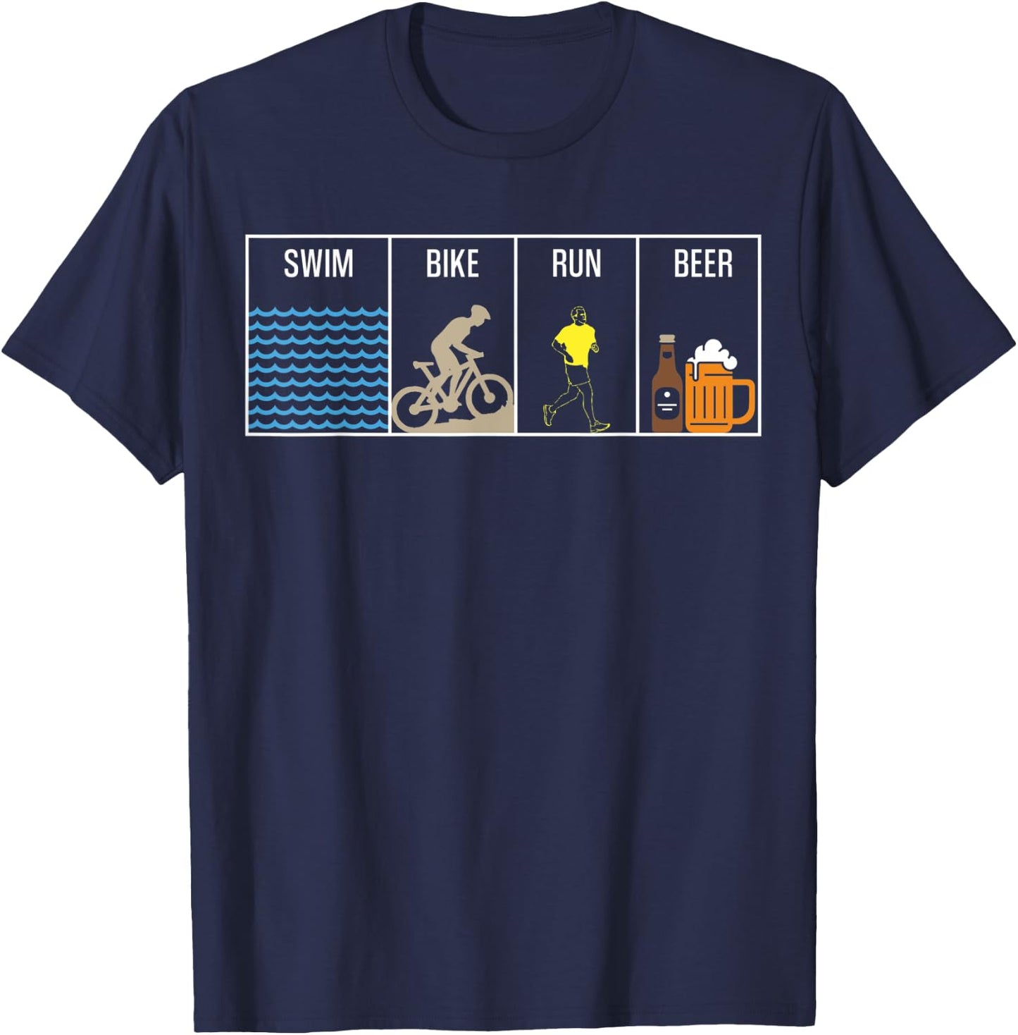 Swim Bike Run Beer T-Shirt - T-Shirt | Navy