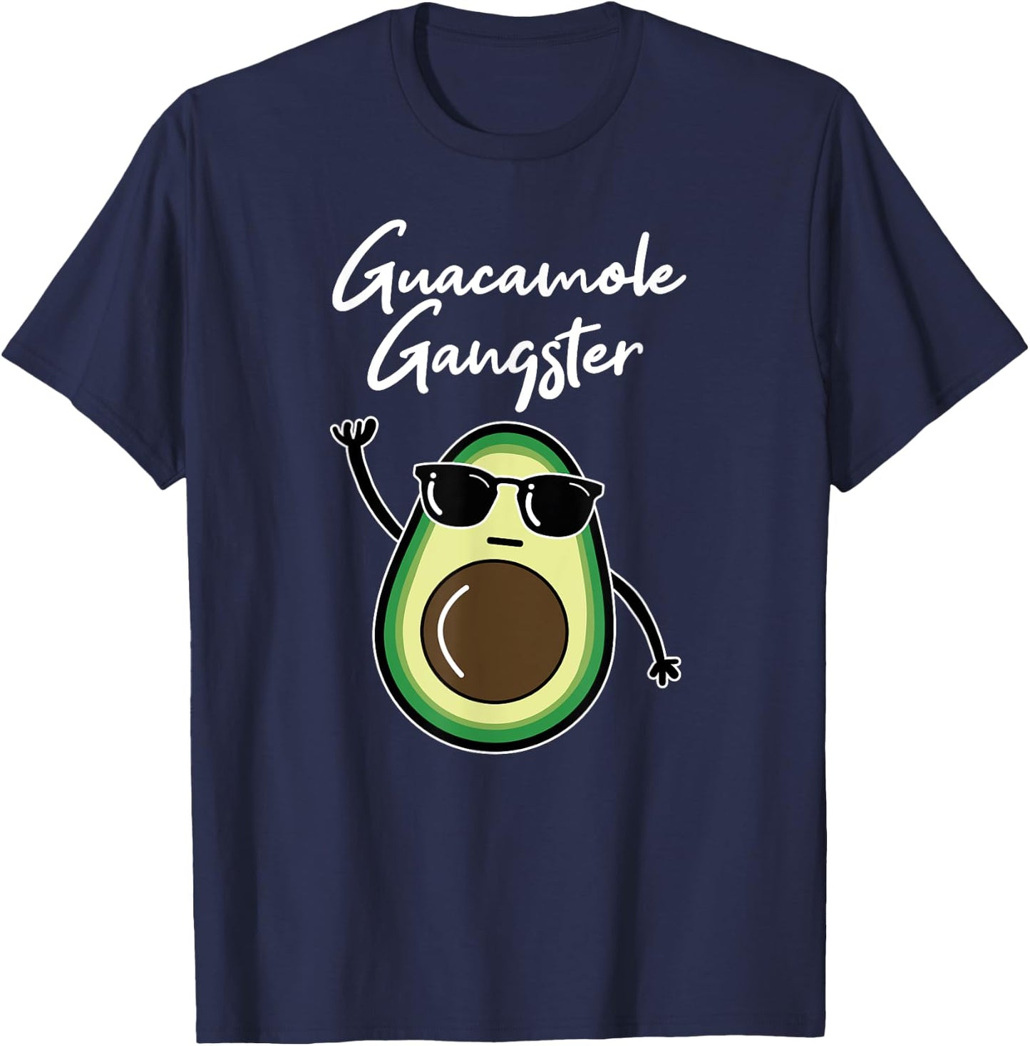 Funny Avocado Gangster, Guacamole Gangsta, Mexico Cinco Mayo T-Shirt - T-Shirt | Navy