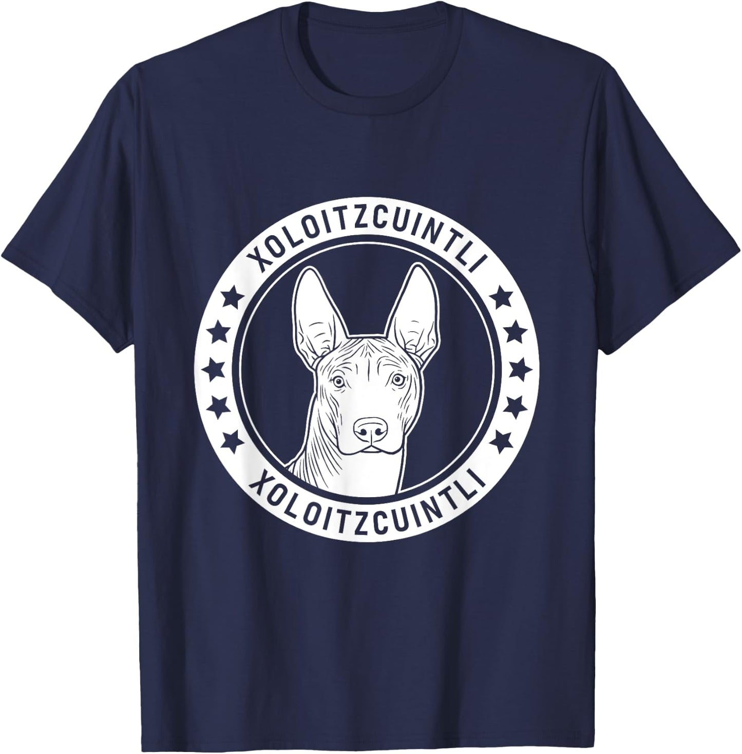 Xoloitzcuintli Dog Portrait Xolo Dog T-Shirt - T-Shirt | Navy