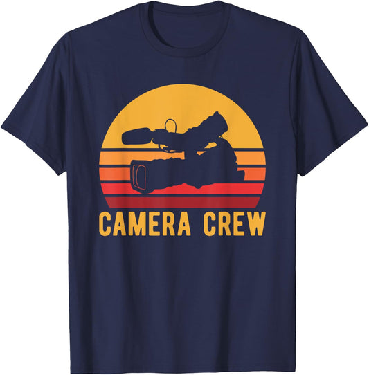 Retro Camera Crew Vintage Cinema Production T-Shirt - T-Shirt | Navy