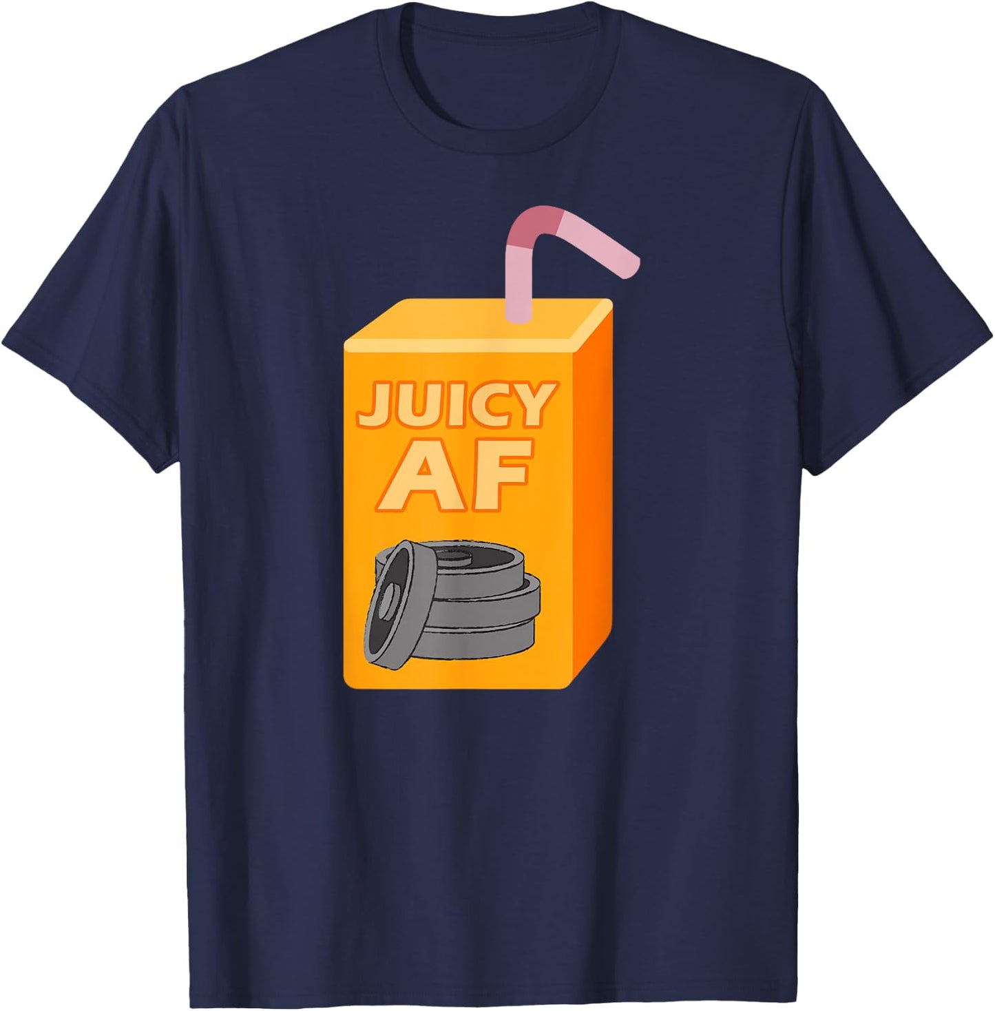 Juicy AF Juice Box Gym Workout Weights Funny Fitness T-Shirt - T-Shirt | Navy