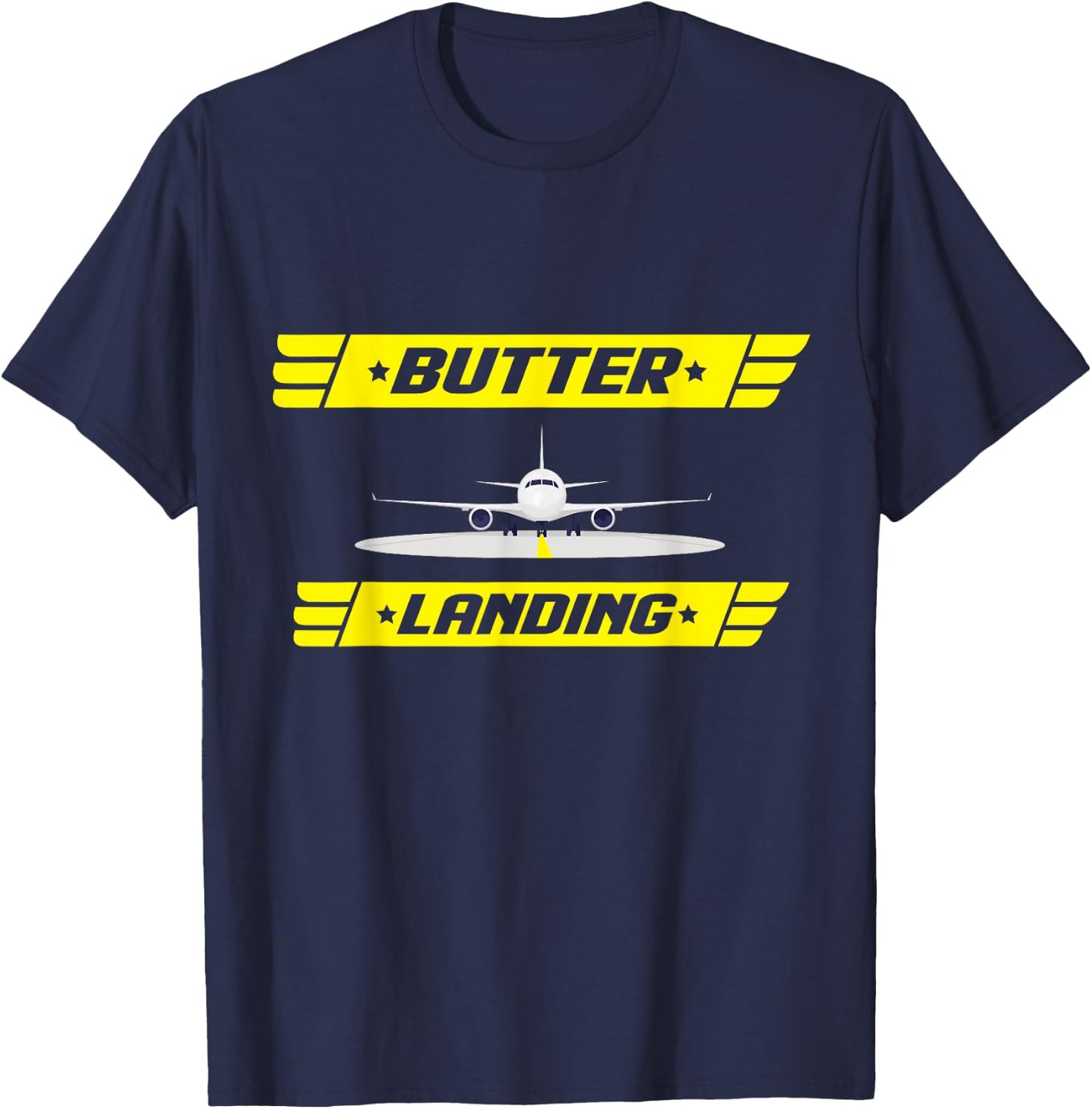 BUTTER Landing! Flight Simulator T-Shirt - T-Shirt | Navy