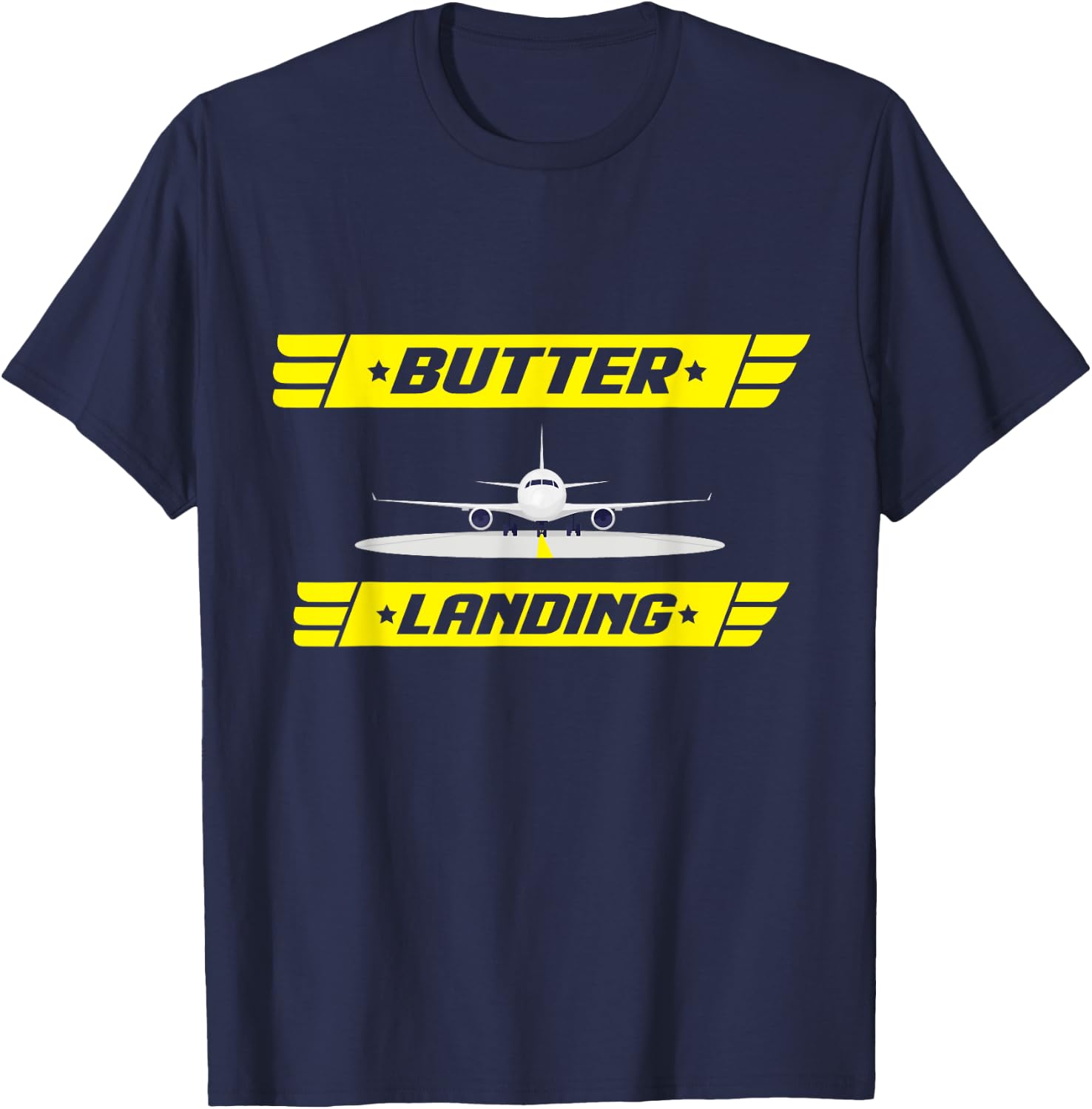 BUTTER Landing! Flight Simulator T-Shirt - T-Shirt | Navy