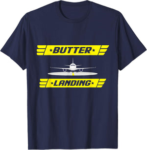 BUTTER Landing! Flight Simulator T-Shirt - T-Shirt | Navy