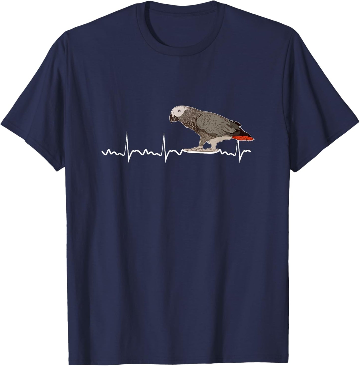 African Grey Parrot Heartbeat Parrot Bird Macaw T-Shirt - T-Shirt | Navy
