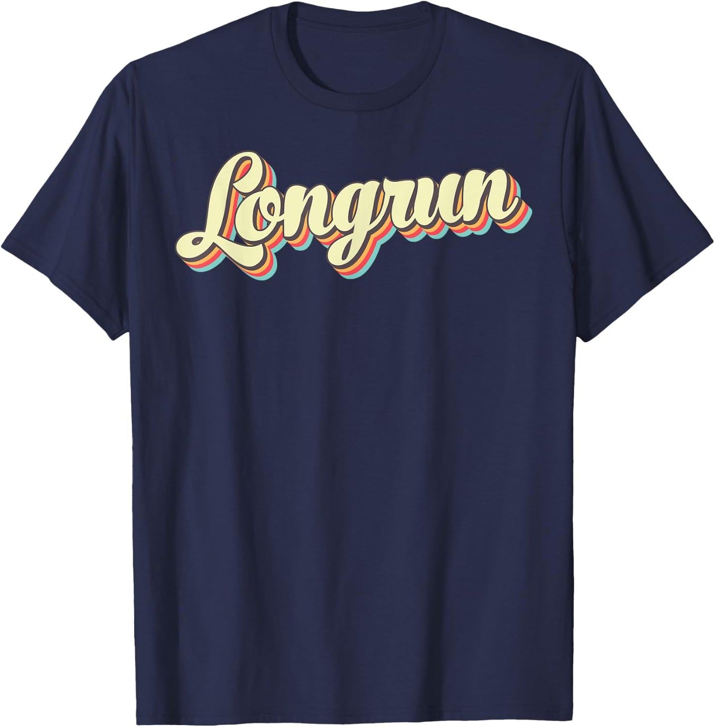Longrun Retro Art Baseball Font Vintage T-Shirt - T-Shirt | Navy