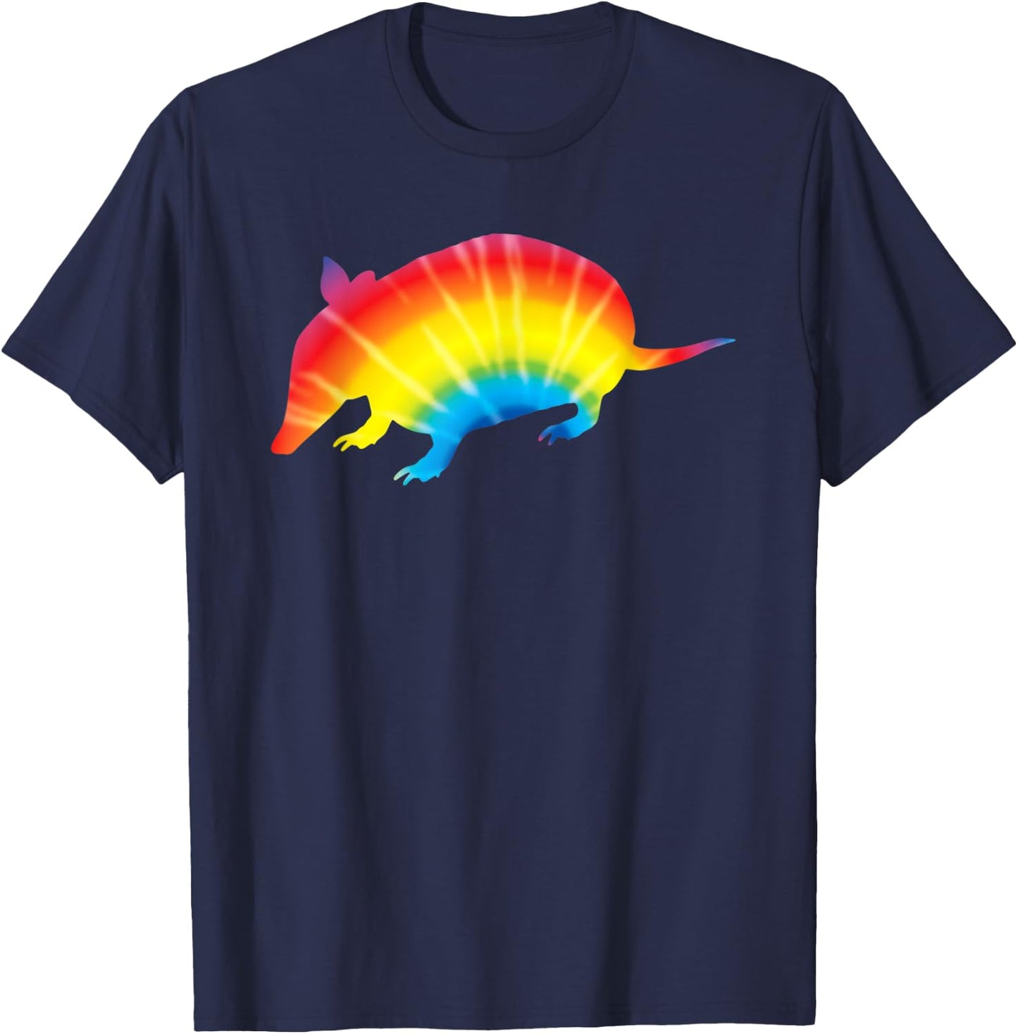 Tie Dye Armadillo Rainbow Print Animals Hippie Peace Gift T-Shirt - T-Shirt | Navy