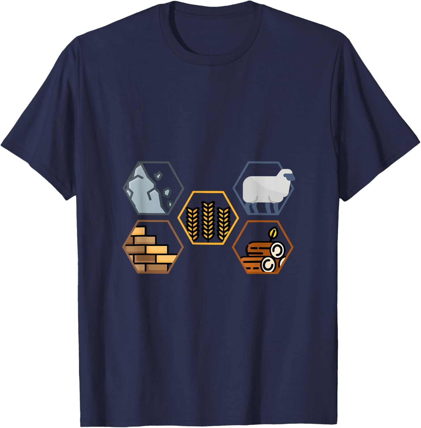 Life Components Brick, Wood, Rock, Wheat, Sheep gift T-Shirt - T-Shirt | Navy