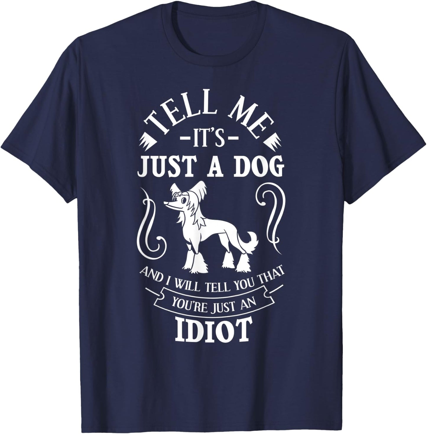 Chinese Crested Powderpuff Dog Gift Puppies Owner Lover Men Women T-Shirt - T-Shirt | Navy