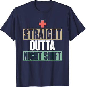 Night Shift Nursing Hospital Health Care Nursery Funny Nurse T-Shirt - T-Shirt | Navy