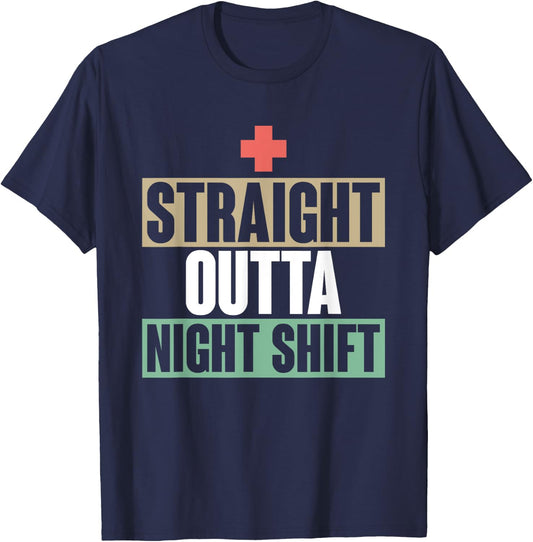 Night Shift Nursing Hospital Health Care Nursery Funny Nurse T-Shirt - T-Shirt | Navy