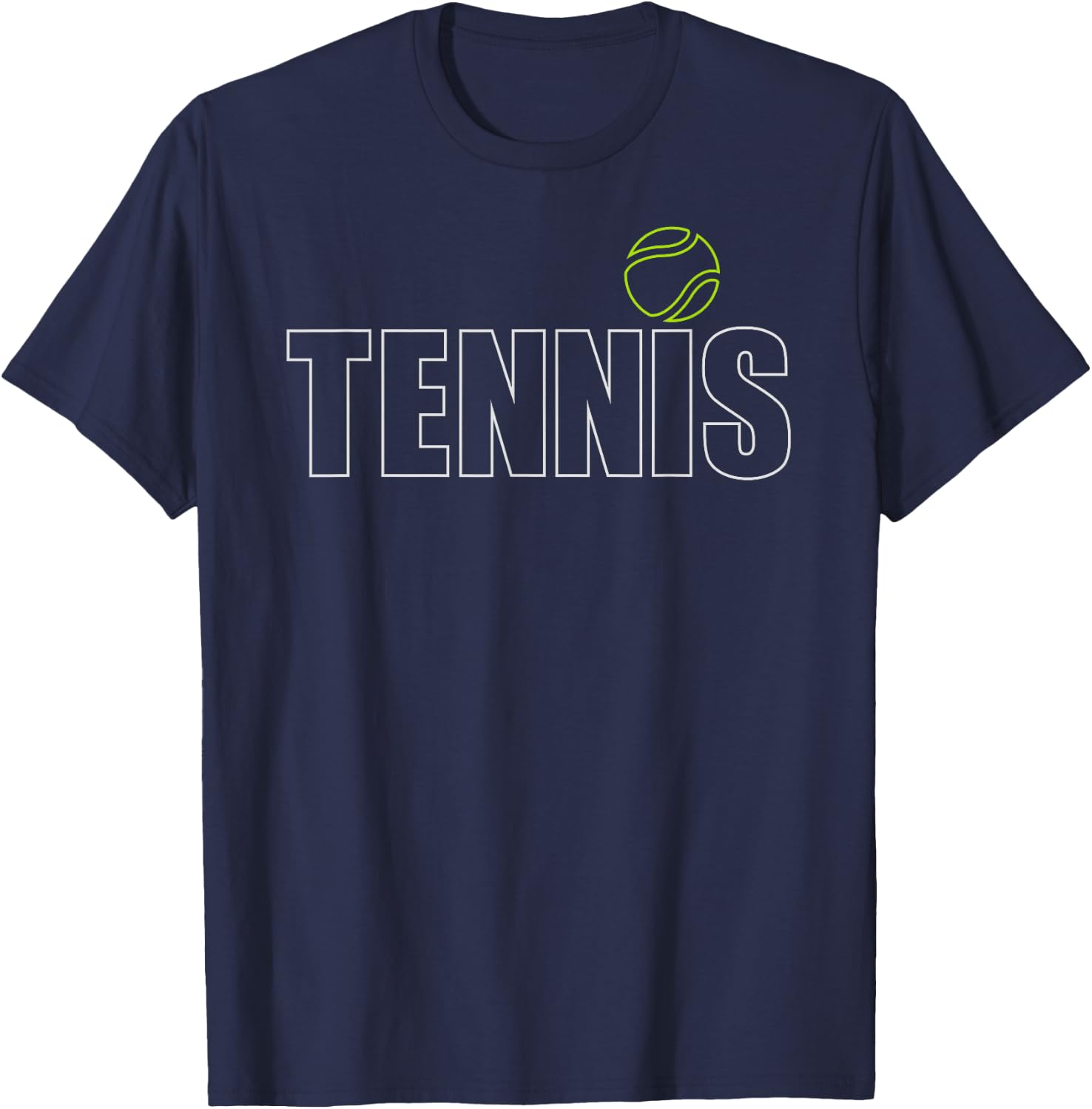 Tennis Women Men Cool Text & Tennis Ball T-Shirt - T-Shirt | Navy