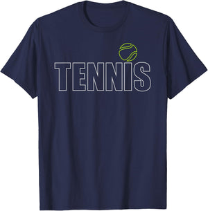 Tennis Women Men Cool Text & Tennis Ball T-Shirt - T-Shirt | Navy