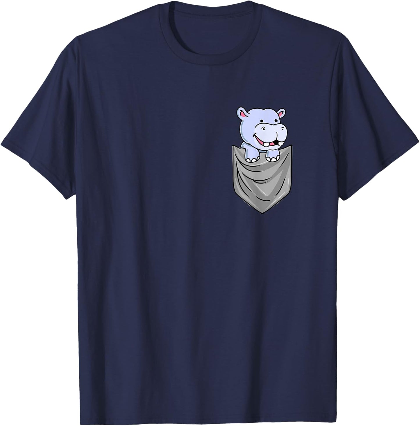 Hippo In Pocket Hippopotamus Gift T-Shirt - T-Shirt | Navy
