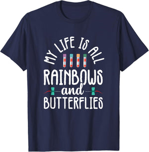 Rainbow Butterflies Phlebotomist Phlebotomy technician Nurse T-Shirt - T-Shirt | Navy