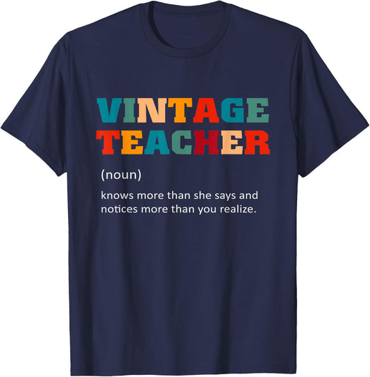 Vintage Teacher Definition Teaching T-Shirt - T-Shirt | Navy