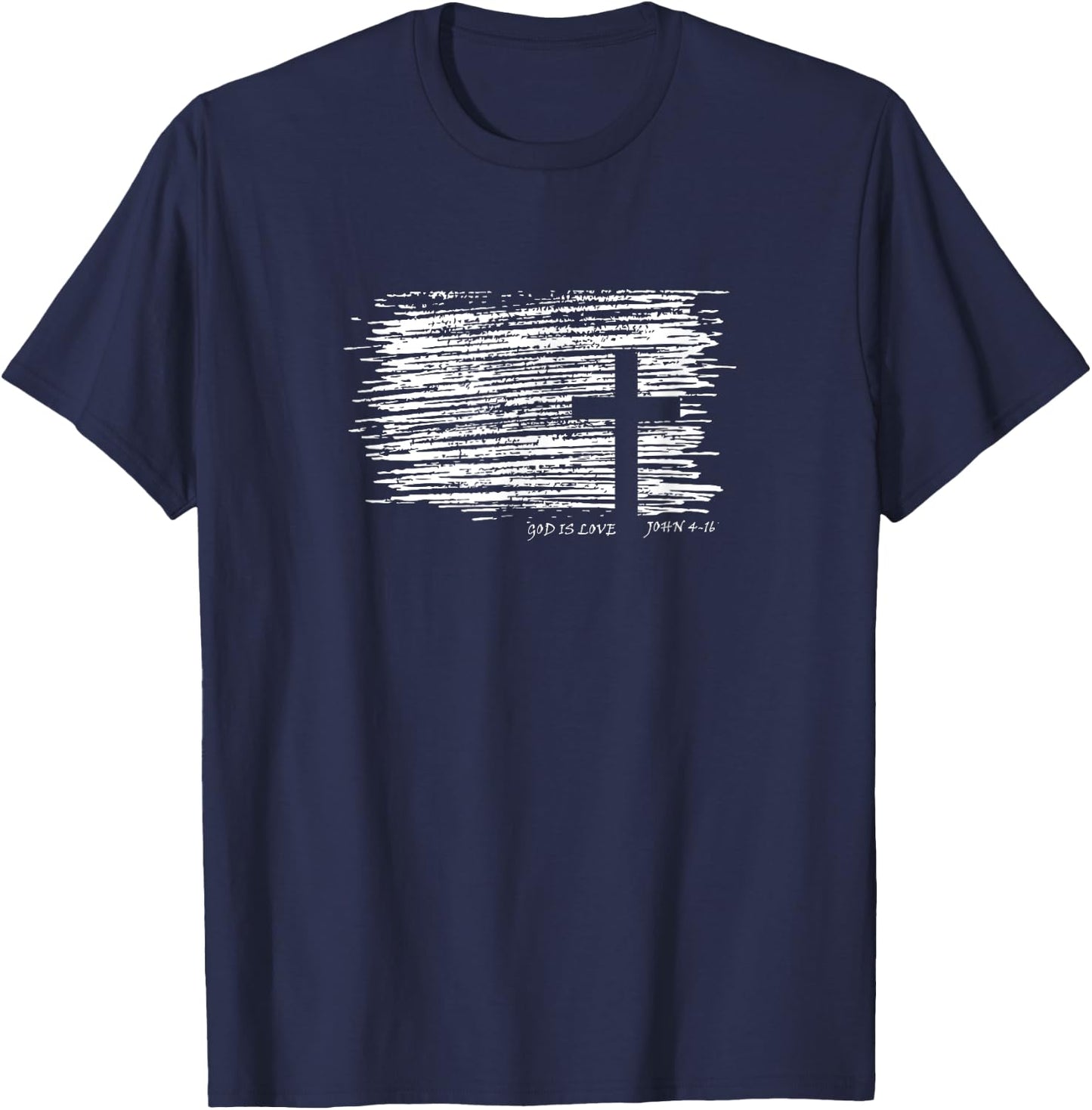 God is Love Cross Men Cool Christian Bible Verse T-Shirt - T-Shirt | Navy