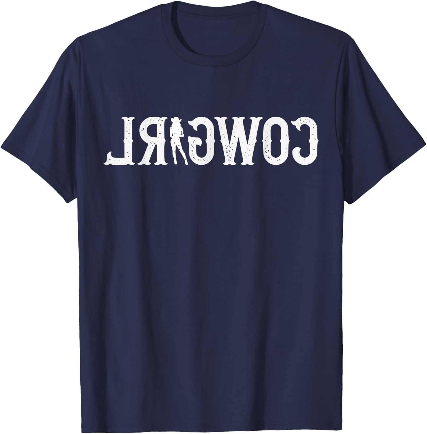 Funny Vintage Reverse Cowgirl - Western Country Rodeo Meme T-Shirt - T-Shirt | Navy