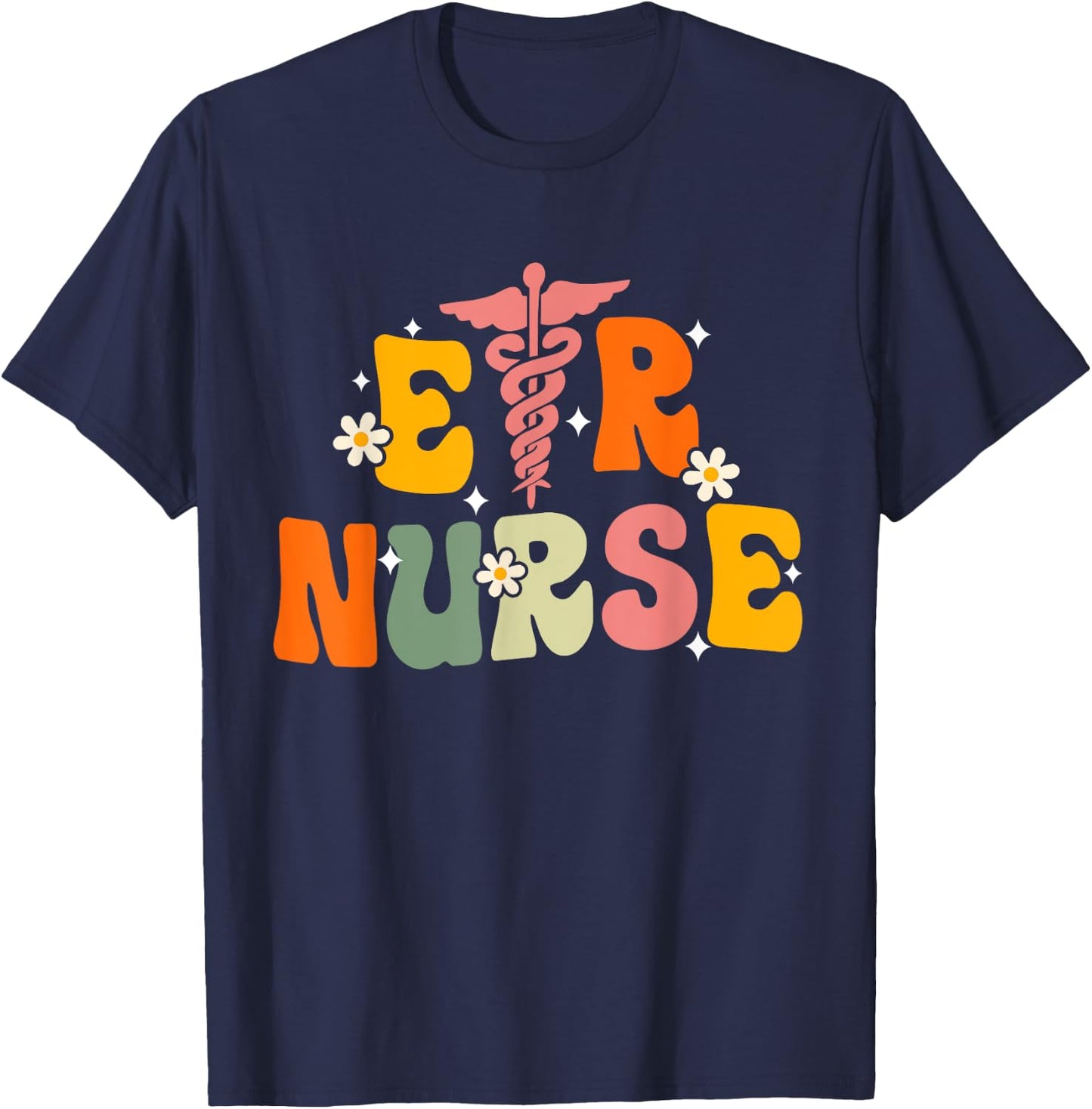 Groovy Er Nurse Emergency Room Nurse Nursing T-Shirt - T-Shirt | Navy