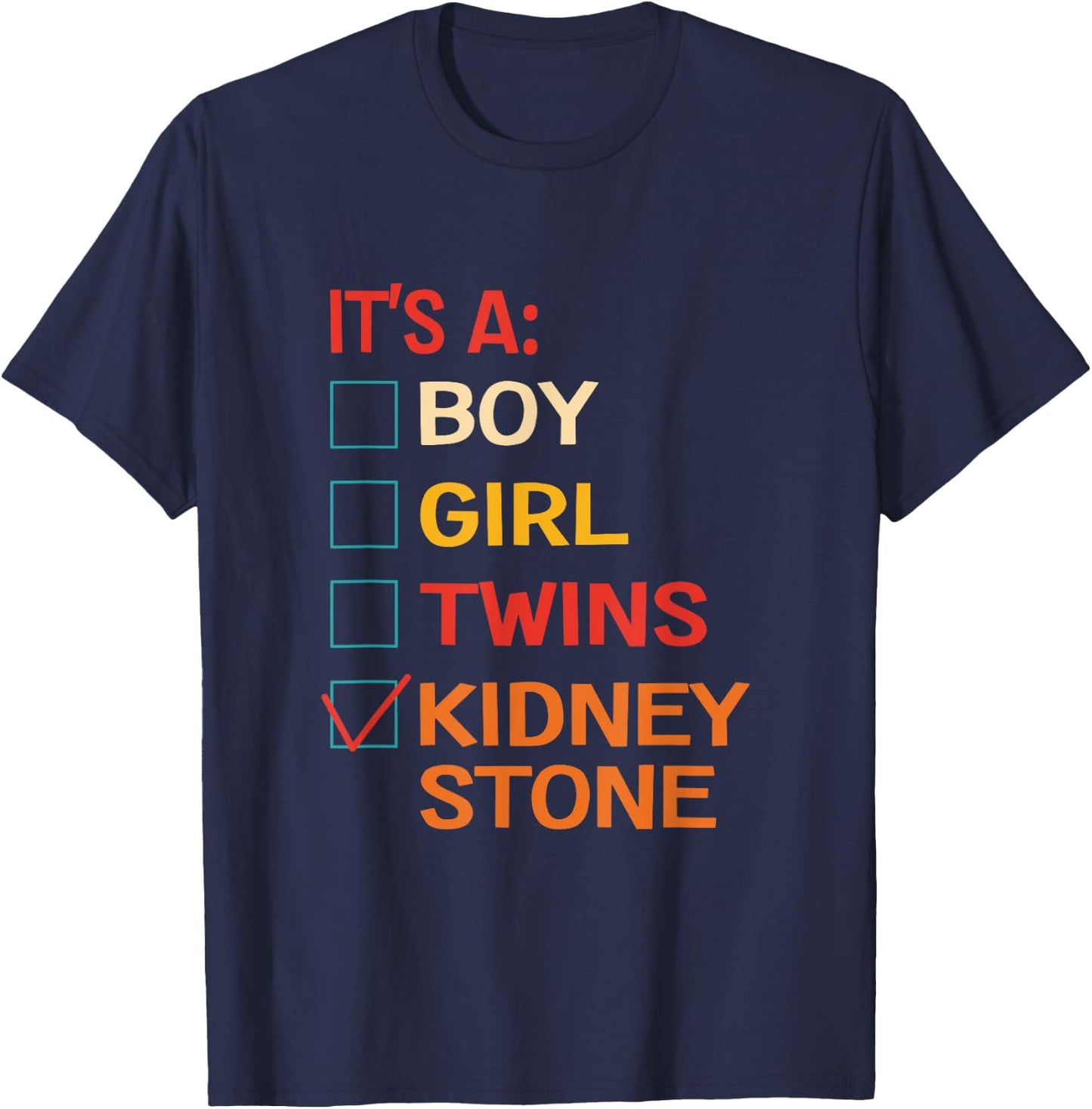 It's A Boy Girl Twins Kidney Stone Retro Vintage T-Shirt - T-Shirt | Navy