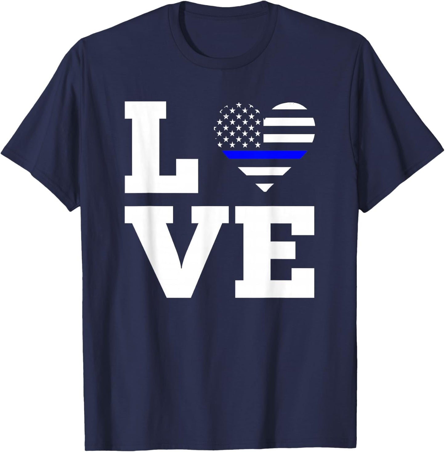 Love Thin Blue Line Police T-Shirt - T-Shirt | Navy