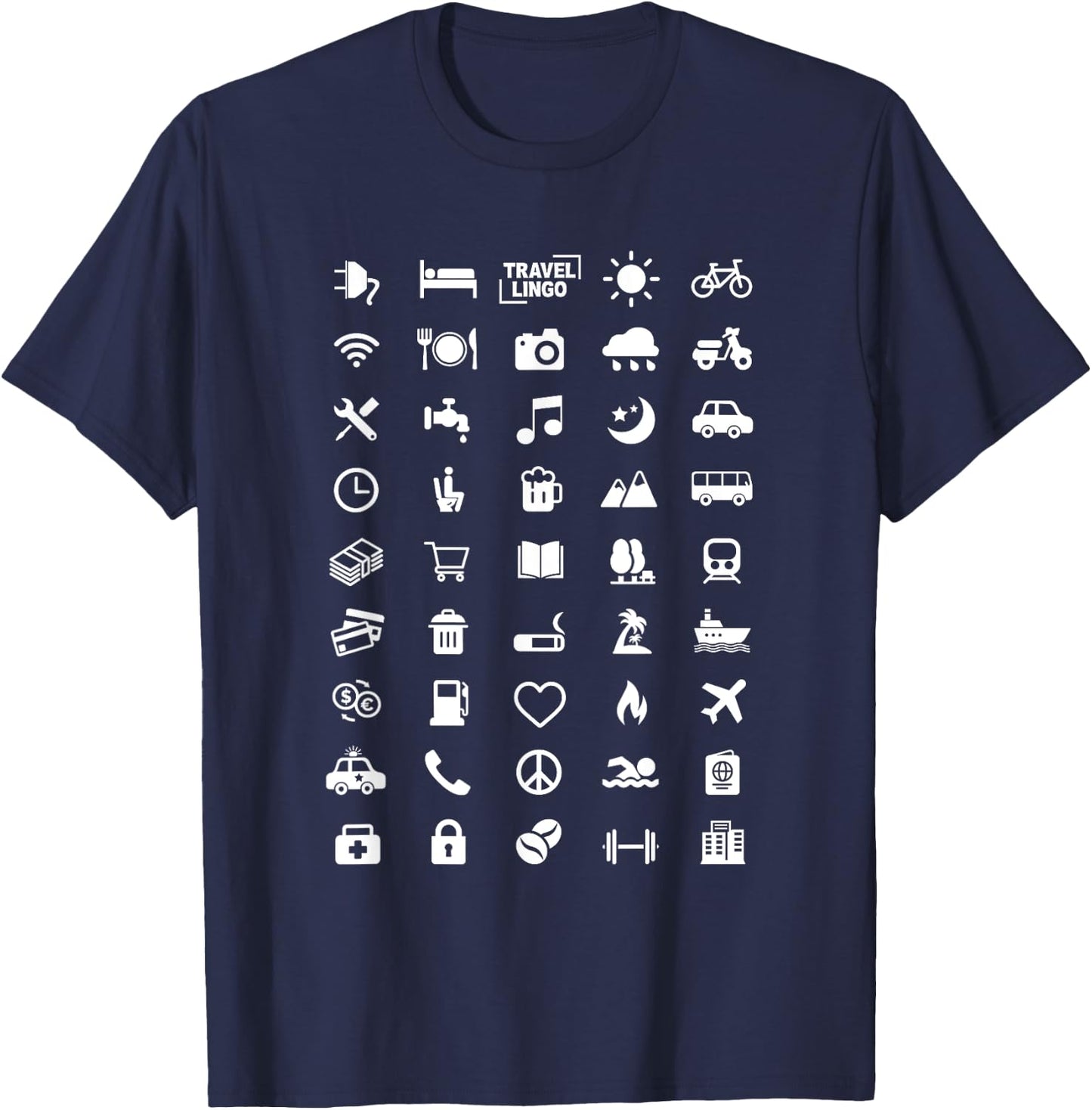 Travel Icon Language - Speak with Icons! Funny Backpacker T-Shirt - T-Shirt | Navy