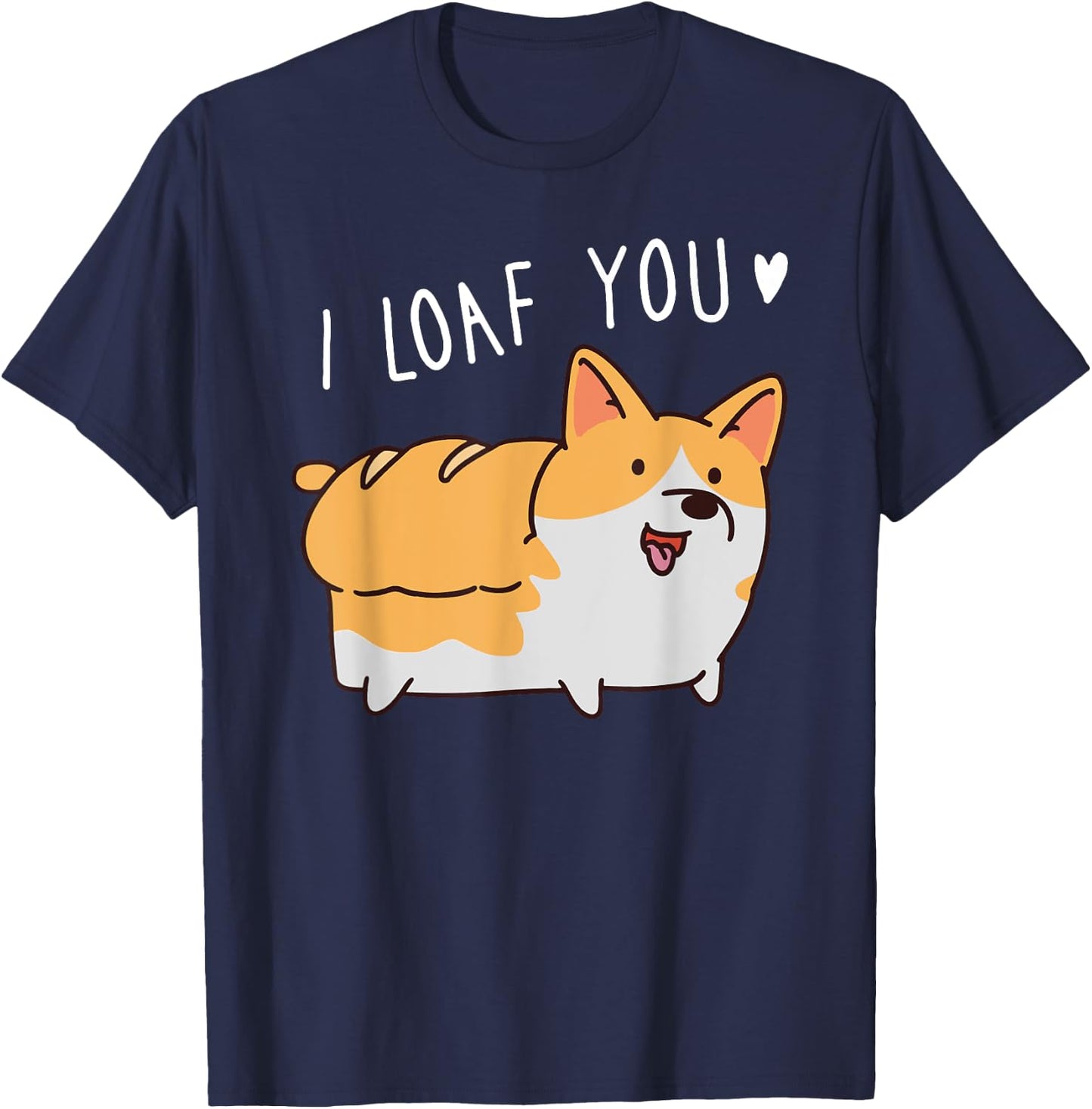 Cute Funny Dog Puppy Loaf Bread Love Men Women Kids T-Shirt - T-Shirt | Navy