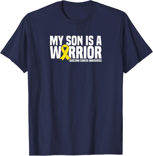 My Son is a Warrior Bone Cancer Sarcoma Cancer Awareness T-Shirt - T-Shirt | Navy